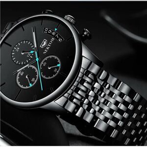 Nektom men's stainless steel quartz chronograph watch